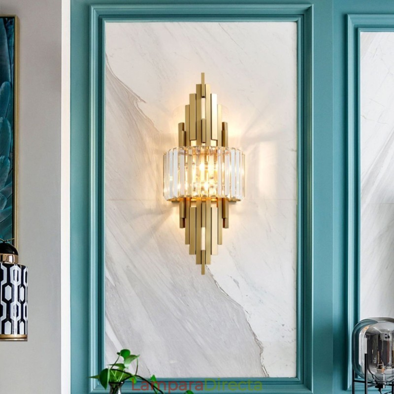 Lámpara de pared de cristal de lujo posmoderna para sala de estar, TV, fondo de pared, dormitorio, mesita de noche