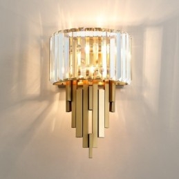 Lámpara de pared de cristal de lujo posmoderna para sala de estar, TV, fondo de pared, dormitorio, mesita de noche