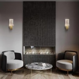 Apliques de pared de cristal minimalistas posmodernos para sala de estar, apliques de pared de estudio para dormitorio y mesita de noche de arte americano