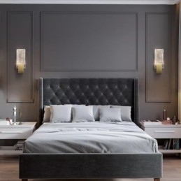 Apliques de pared de cristal minimalistas posmodernos para sala de estar, apliques de pared de estudio para dormitorio y mesita de noche de arte americano
