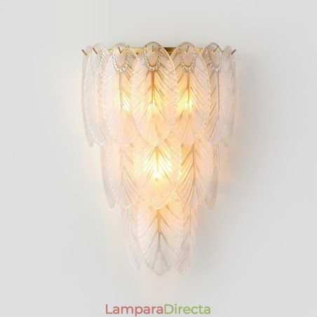 Apliques de pared de cristal con plumas francesas nórdicas, iluminación posmoderna, fondo de sala de estar de lujo, pared de pasillo, panel de hotel, lámpara de pared Apliques de pared de cristal con plumas francesas nórdicas, iluminación posmoderna, fondo de sala de estar de lujo, pared de pasillo, panel de hotel, lámpara de pared