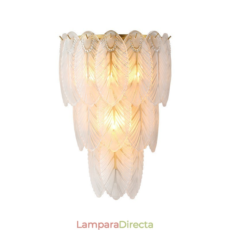 Apliques de pared de cristal con plumas francesas nórdicas, iluminación posmoderna, fondo de sala de estar de lujo, pared de pasillo, panel de hotel, lámpara de pared