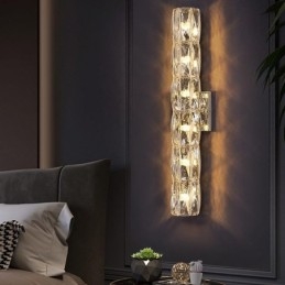Lámpara de pared para sala de estar, lámpara de lujo sencilla para dormitorio, lámpara de noche, vestíbulo de hotel, pasillo, villa, proyecto, apliques de pared de cristal de acero inoxidable