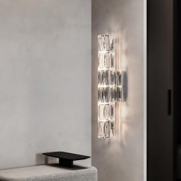 Lámpara de pared para sala de estar, lámpara de lujo sencilla para dormitorio, lámpara de noche, vestíbulo de hotel, pasillo, villa, proyecto, apliques de pared de cristal de acero inoxidable