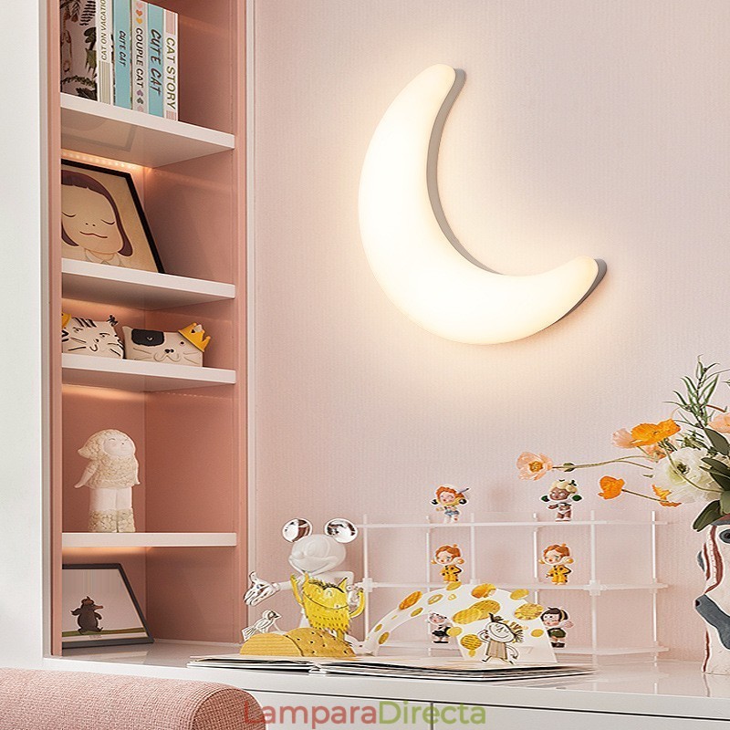 Apliques de pared y techo con forma de luna nórdica de 20 W para habitación infantil
