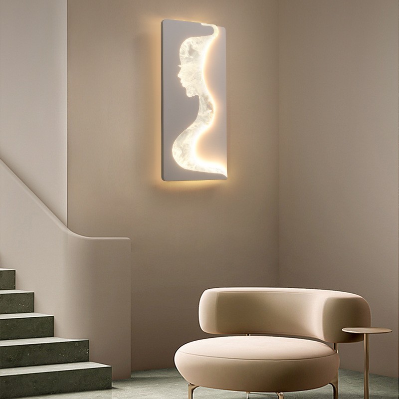 Lámpara de pared interior con diseño de chicas encantadoras mirando hacia la izquierda y hacia la derecha