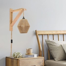 Aplique de pared de cuerda de papel estilo pastoral americano retro con enchufe