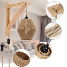 Aplique de pared de cuerda de papel estilo pastoral americano retro con enchufe