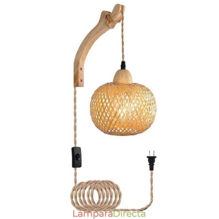 Aplique de pared de bambú estilo pastoral americano retro de cuerda de cáñamo con enchufe Aplique de pared de bambú estilo pastoral americano retro de cuerda de cáñamo con enchufe