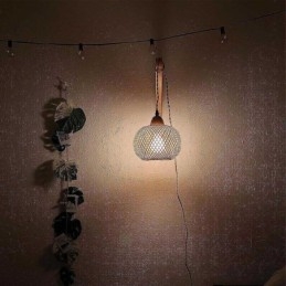 Aplique de pared de bambú estilo pastoral americano retro de cuerda de cáñamo con enchufe
