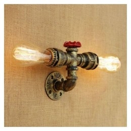 Lámpara de pared industrial vintage con diseño de tubería de agua retro