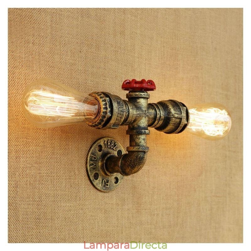 Lámpara de pared industrial vintage con diseño de tubería de agua retro