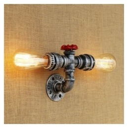 Lámpara de pared industrial vintage con diseño de tubería de agua retro