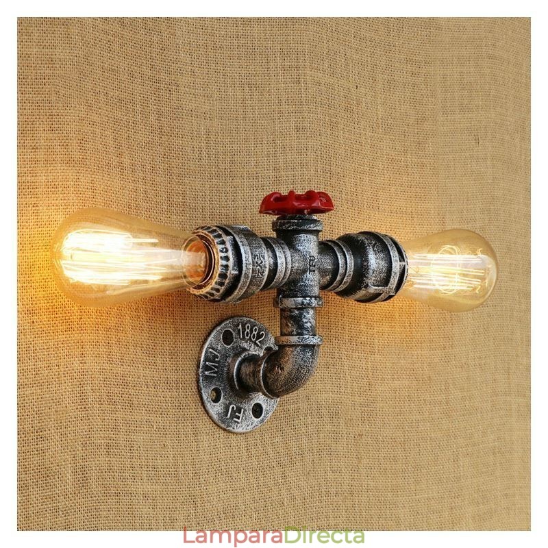 Lámpara de pared industrial vintage con diseño de tubería de agua retro