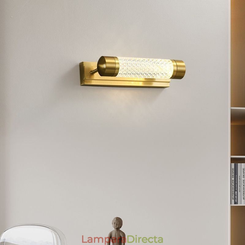 Lámpara de pared de latón acrílico cilindro espejo luz frontal