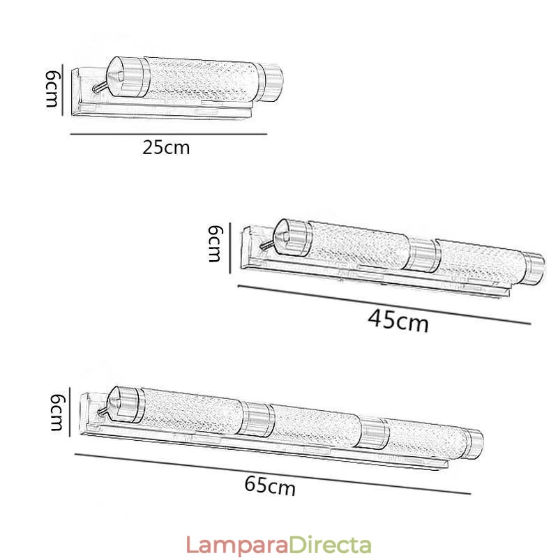 Lámpara de pared de latón acrílico cilindro espejo luz frontal