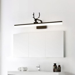 Lámpara de pared acrílica con espejo de asta para el frente, lámpara de maquillaje para el baño