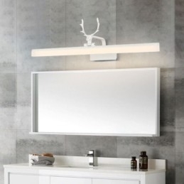 Lámpara de pared acrílica con espejo de asta para el frente, lámpara de maquillaje para el baño