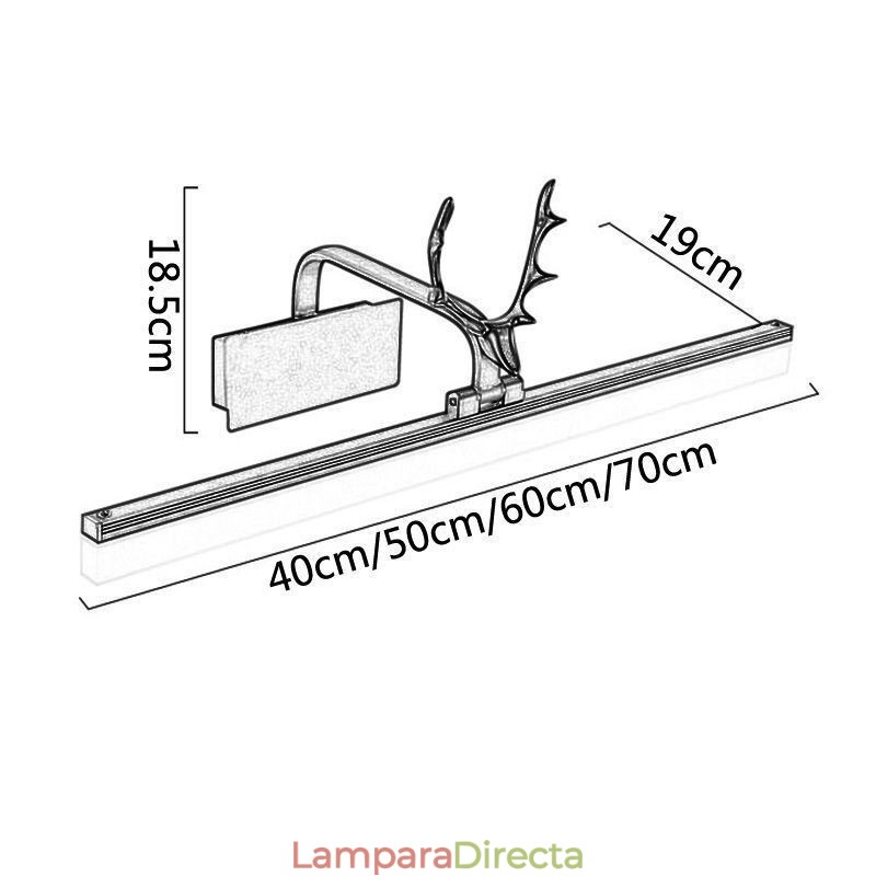 Lámpara de pared acrílica con espejo de asta para el frente, lámpara de maquillaje para el baño