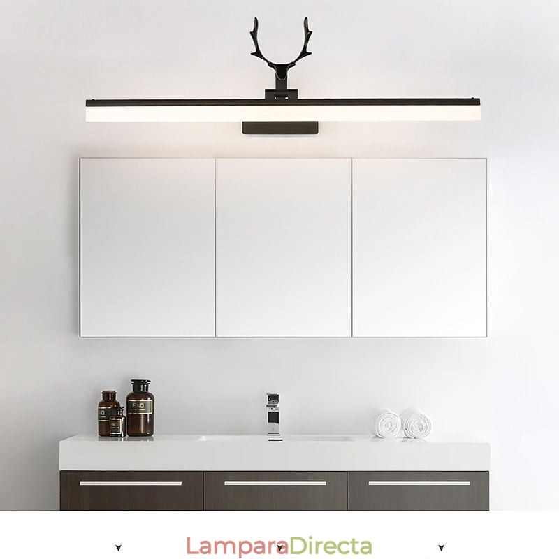 Lámpara de pared acrílica con espejo de asta para el frente, lámpara de maquillaje para el baño
