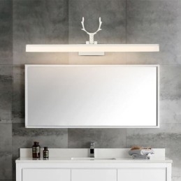 Lámpara de pared acrílica con espejo de asta para el frente, lámpara de maquillaje para el baño