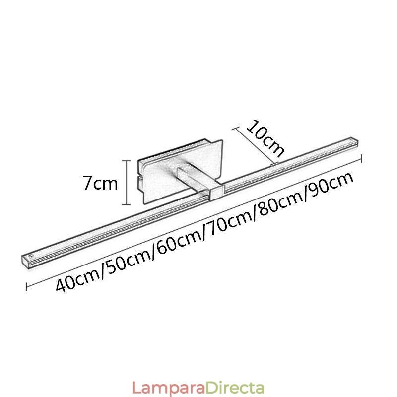 Lámpara de pared contemporánea con espejo y luz frontal, iluminación acrílica para baño.