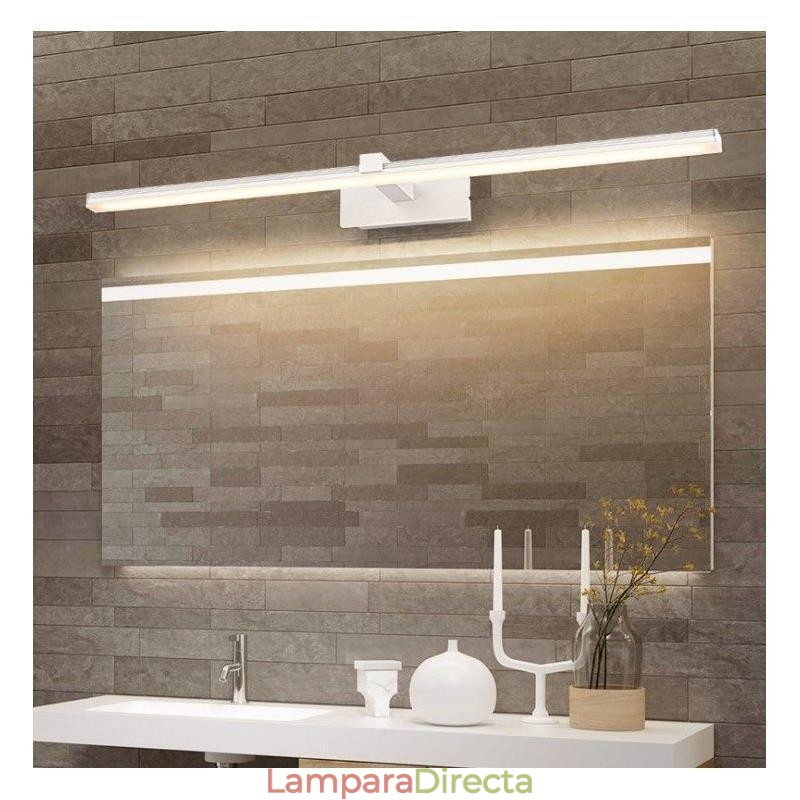 Lámpara de pared contemporánea con espejo y luz frontal, iluminación acrílica para baño.