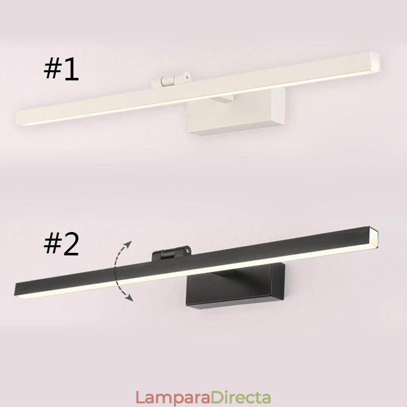 Lámpara de pared con espejo frontal de estilo nórdico con ángulo ajustable para baño
