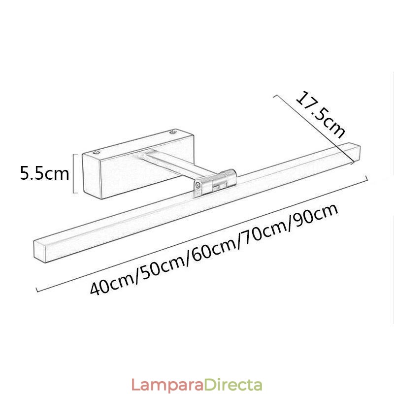Lámpara de pared con espejo frontal de estilo nórdico con ángulo ajustable para baño