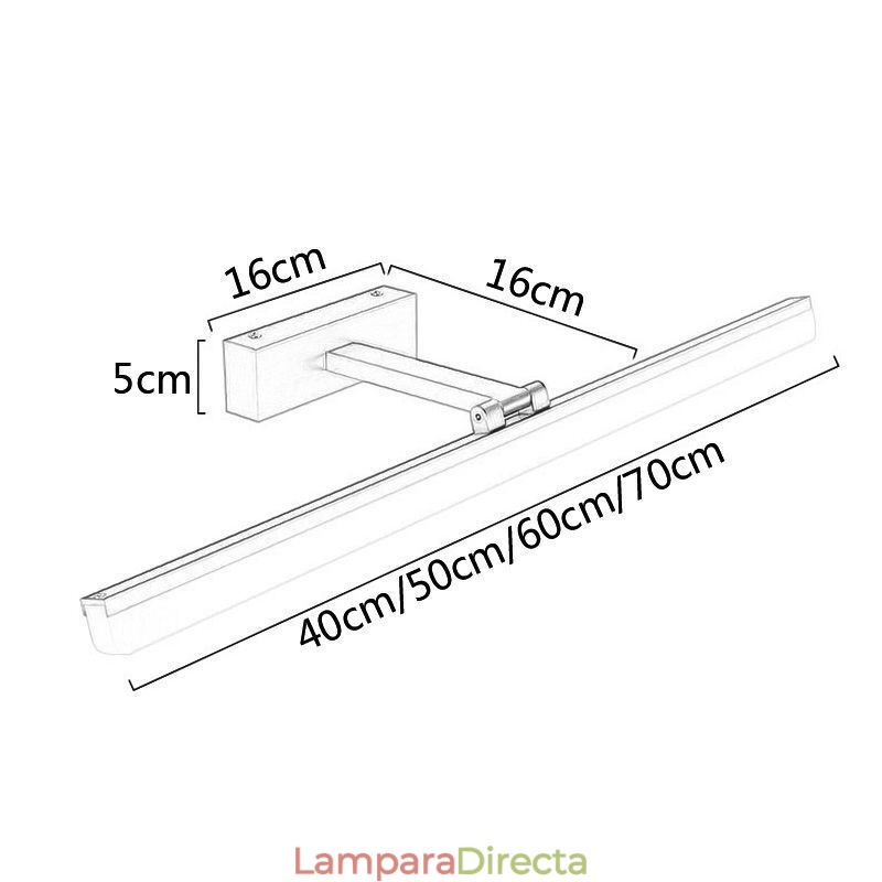 Lámpara de pared moderna con espejo frontal para baño
