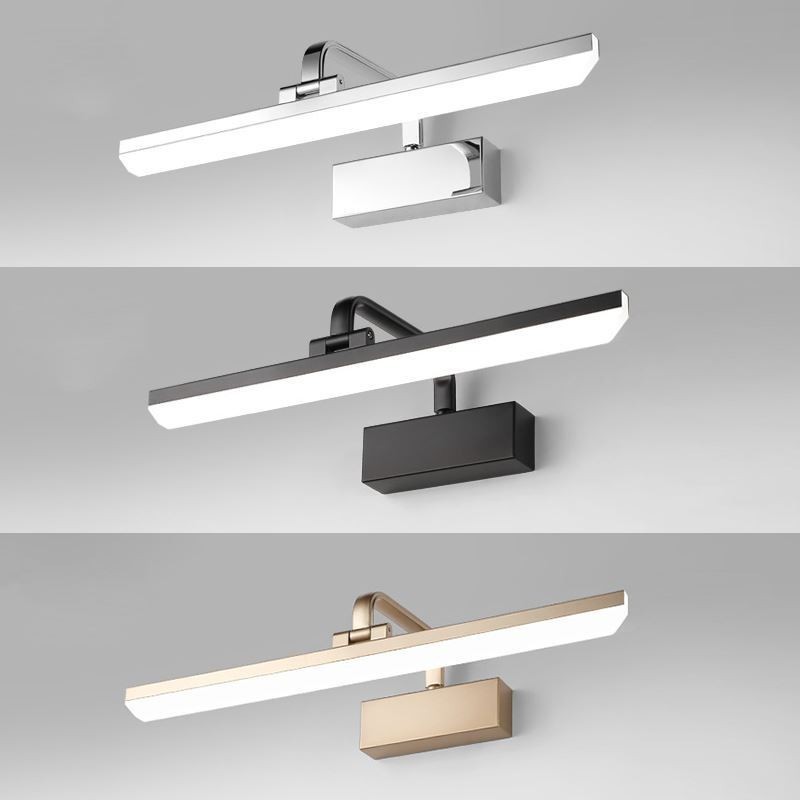 Lámpara de pared moderna con espejo, luz frontal, ángulo ajustable, luz de maquillaje para baño