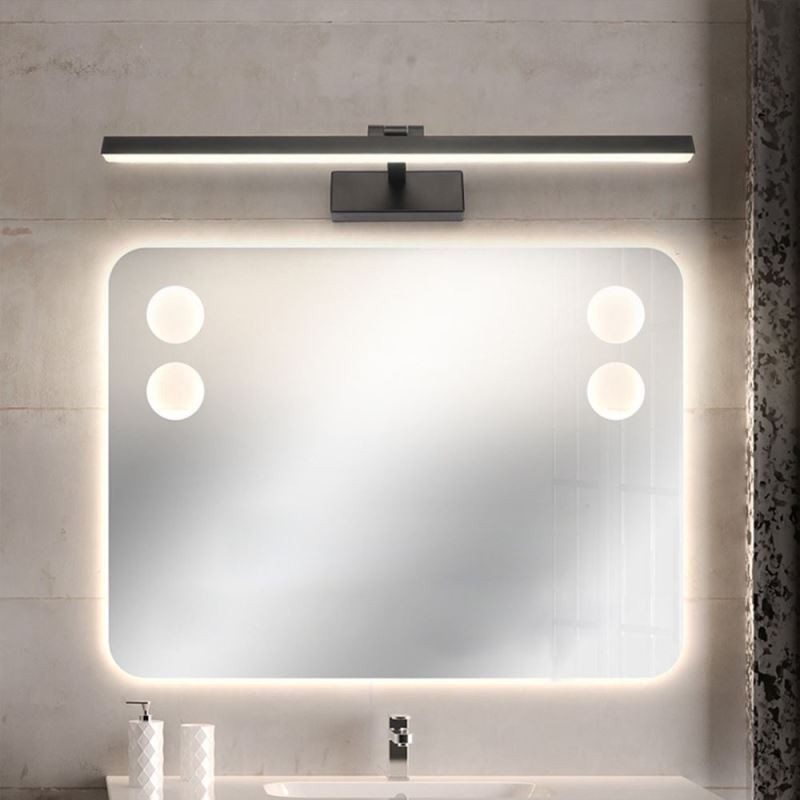 Aplique de pared con espejo frontal de estilo nórdico con ángulo ajustable para baño