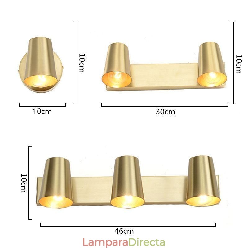 Lámpara de pared con espejo frontal de latón nórdico