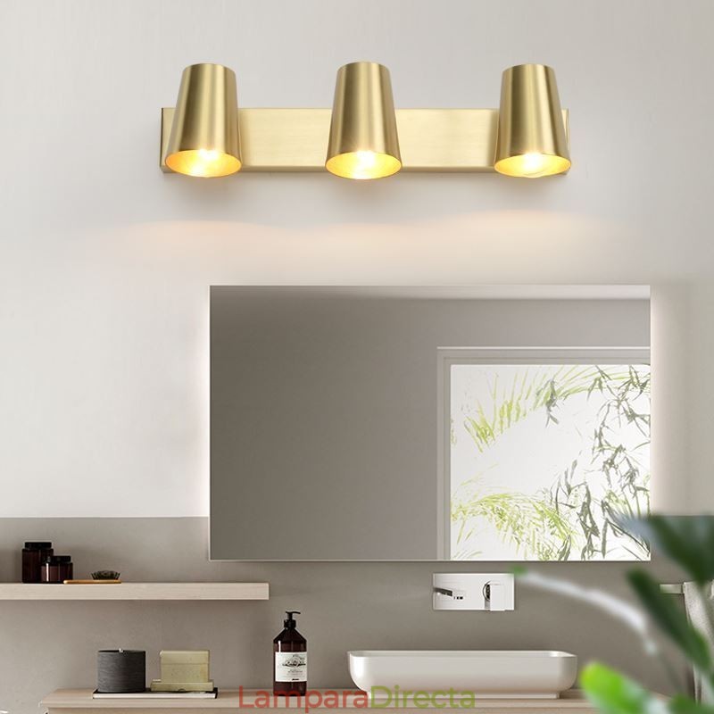 Lámpara de pared con espejo frontal de latón nórdico
