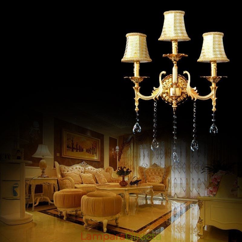 Lámpara de pared europea de lujo, lámpara de cristal con forma de gota, lámpara decorativa para mesita de noche.
