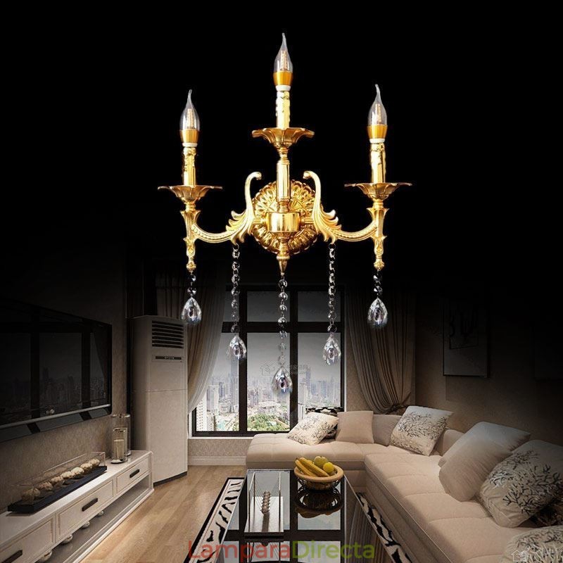 Lámpara de pared europea de lujo, lámpara de cristal con forma de gota, lámpara decorativa para mesita de noche.
