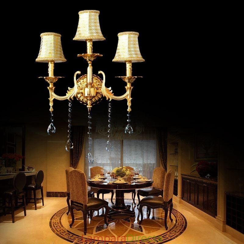 Lámpara de pared europea de lujo, lámpara de cristal con forma de gota, lámpara decorativa para mesita de noche.