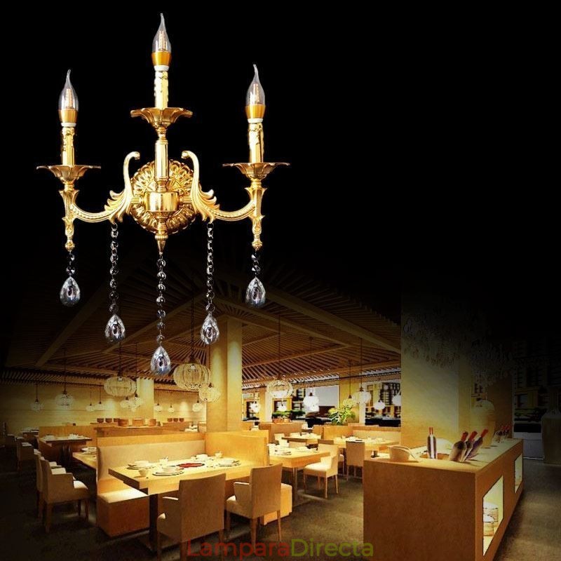Lámpara de pared europea de lujo, lámpara de cristal con forma de gota, lámpara decorativa para mesita de noche.