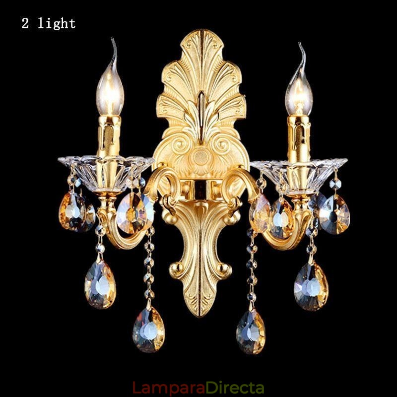 Lámpara de pared europea de lujo, lámpara de cristal con forma de gota, lámpara decorativa para mesita de noche.