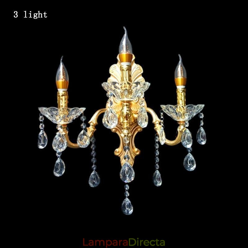Lámpara de pared europea de lujo, lámpara de cristal con forma de gota, lámpara decorativa para mesita de noche.