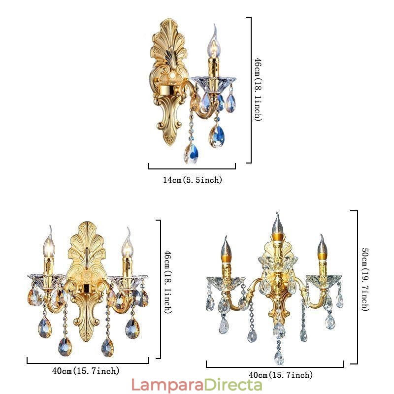 Lámpara de pared europea de lujo, lámpara de cristal con forma de gota, lámpara decorativa para mesita de noche.