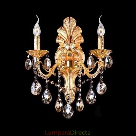 Lámpara de pared europea con pétalos dorados, exquisita lámpara de cristal con gotas, iluminación de noche Lámpara de pared europea con pétalos dorados, exquisita lámpara de cristal con gotas, iluminación de noche