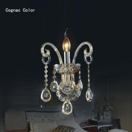 Lámpara de pared europea de cristal ámbar y coñac, lámpara de pared sencilla, iluminación