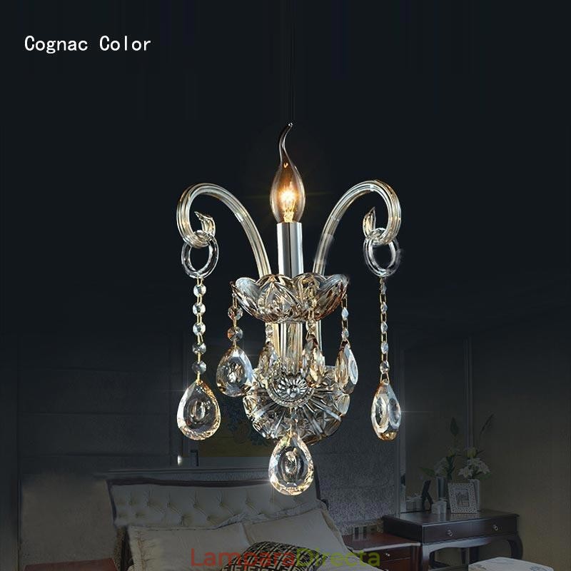 Lámpara de pared europea de cristal ámbar y coñac, lámpara de pared sencilla, iluminación