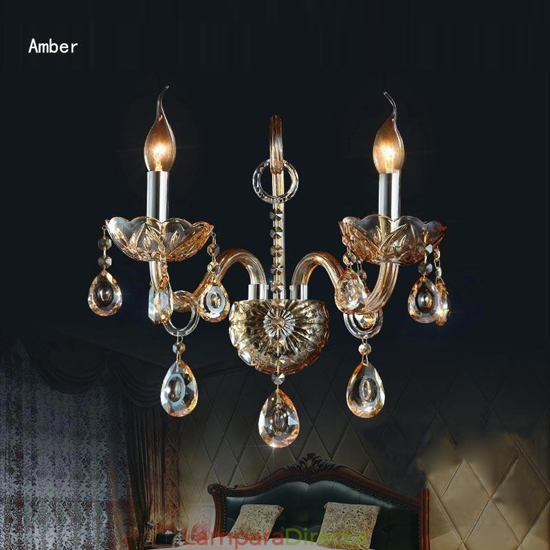 Lámpara de pared europea de cristal ámbar y coñac, lámpara de pared sencilla, iluminación