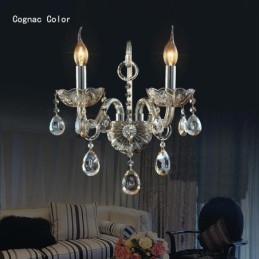 Lámpara de pared europea de cristal ámbar y coñac, lámpara de pared sencilla, iluminación
