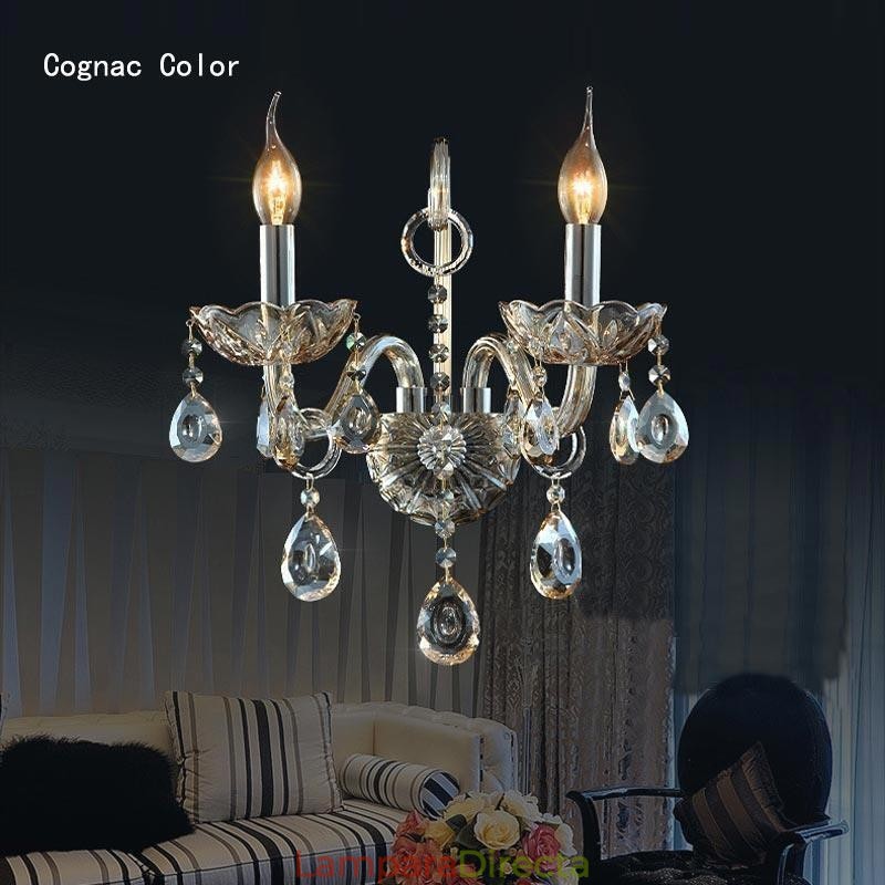 Lámpara de pared europea de cristal ámbar y coñac, lámpara de pared sencilla, iluminación