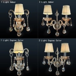 Lámpara de pared europea de cristal ámbar y coñac, lámpara de pared sencilla, iluminación