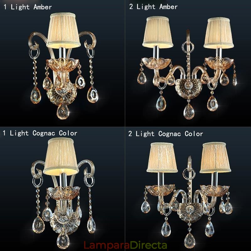 Lámpara de pared europea de cristal ámbar y coñac, lámpara de pared sencilla, iluminación