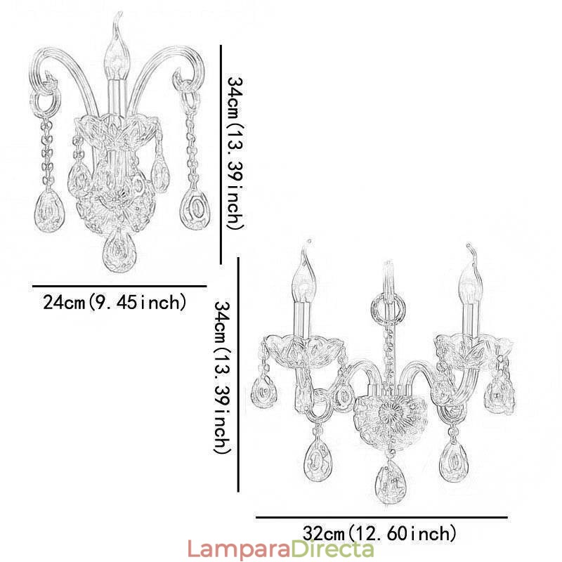 Lámpara de pared europea de cristal ámbar y coñac, lámpara de pared sencilla, iluminación